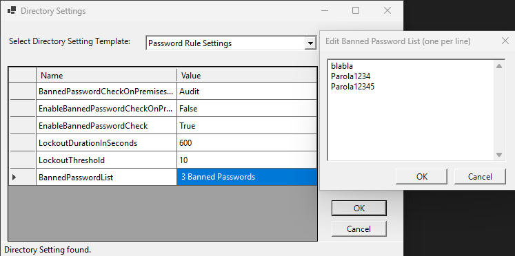 Free tool to manage directory settings in Entra ID 4 bannedPasswords2