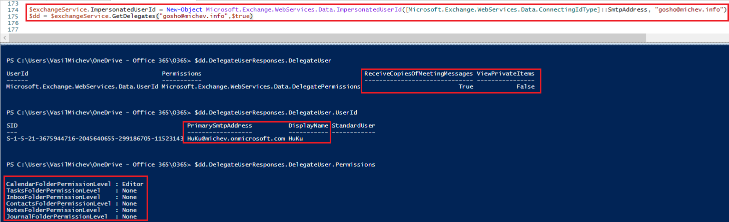 Some lesser known Calendar-related PowerShell cmdlets and parameters 2 DelegatesEWS