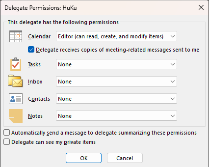 Free tool to manage Outlook delegates