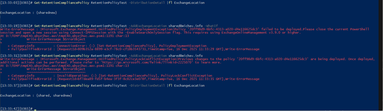 PSA: More cmdlets require connecting to the SCC endpoint via the -EnableSearchOnlySession switch