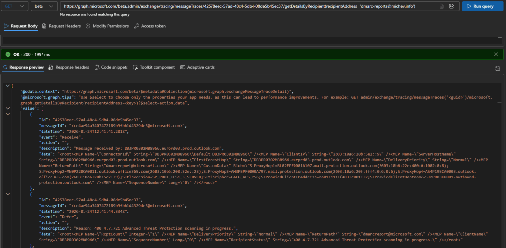 Fetch message trace data via the Graph API - Blog