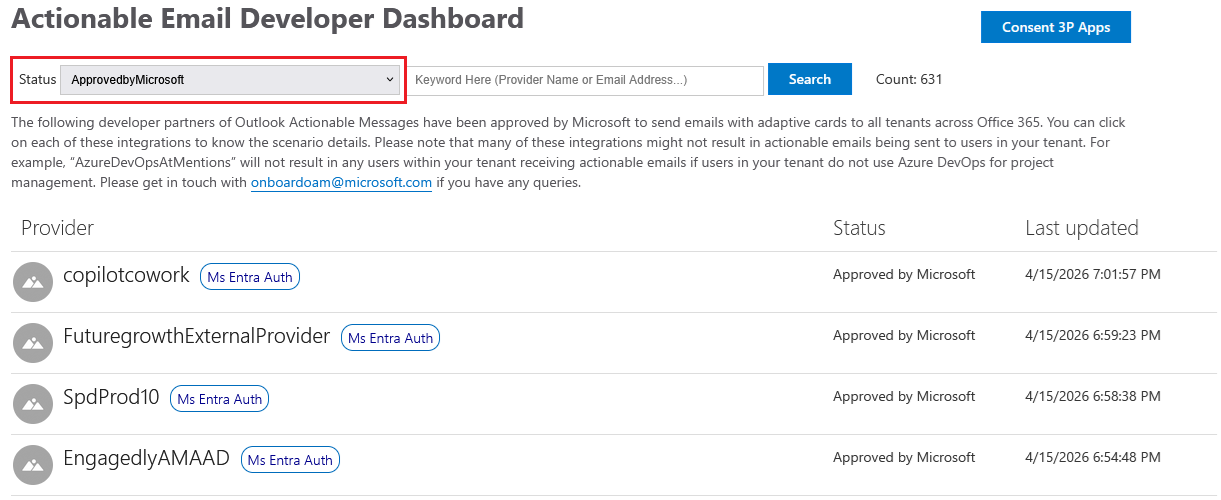 Did you know: Actionable Messages Admin Dashboard