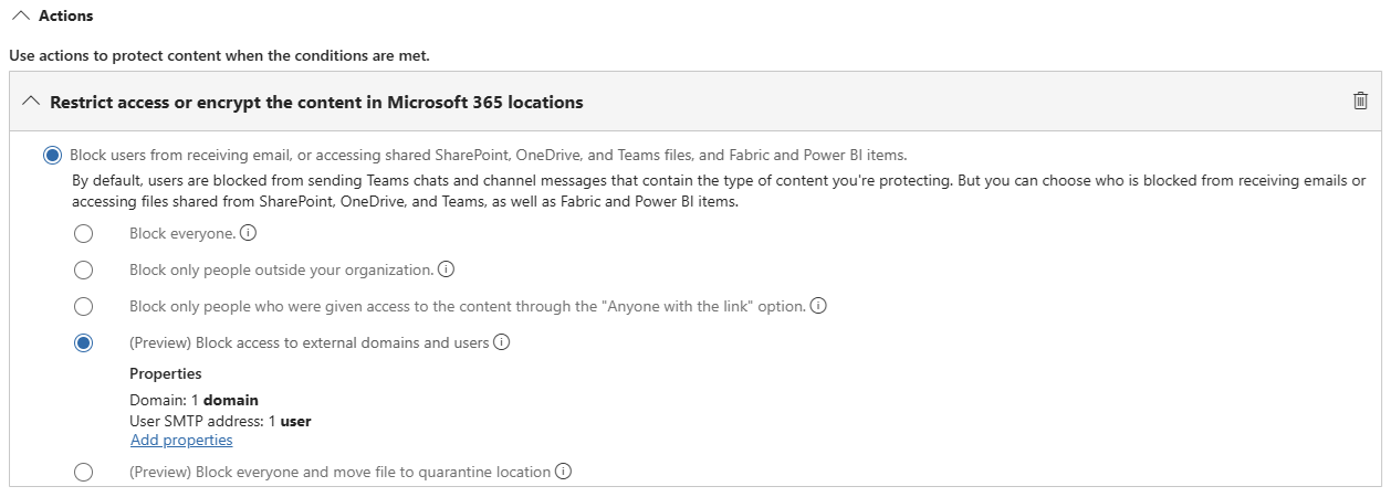 More robust external sharing controls now available for SPO/ODFB DLP policies