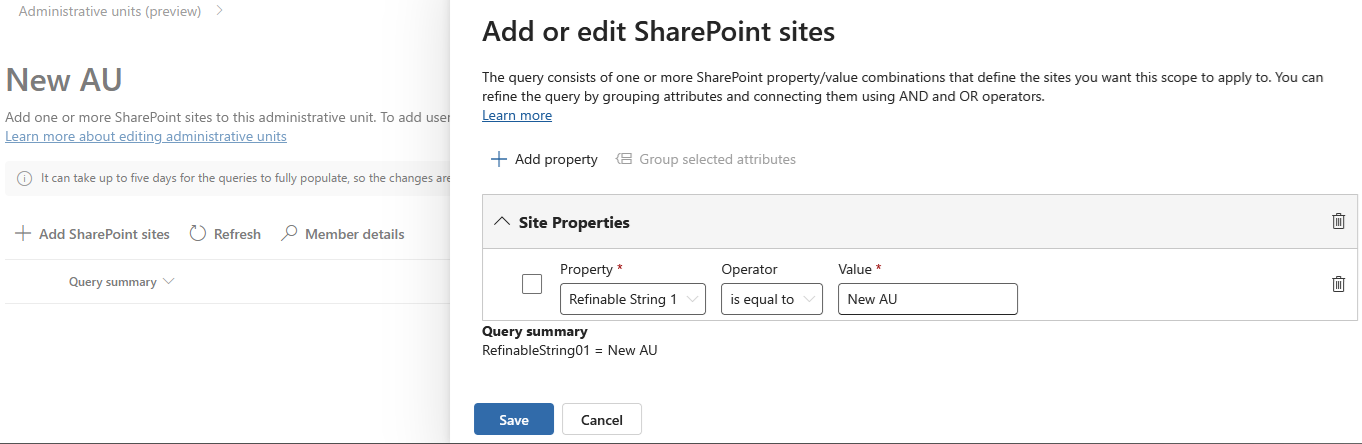 How Purview extends administrative units to support SharePoint Online sites 6 AUSites5