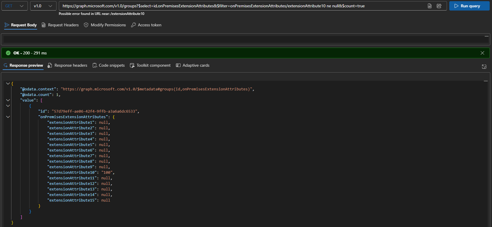 Graph API adds (limited) support for onPremisesExtensionAttributes for group objects 3